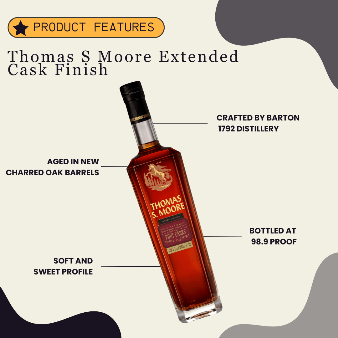 Thomas S Moore Extended Cask Finish Kentucky Straight Bourbon Whiskey Finished In Port Casks 750ml - Preet's Barrel