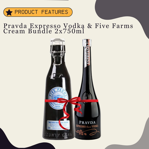 Pravda Expresso Vodka & Five Farms Cream Bundle 2x750ml