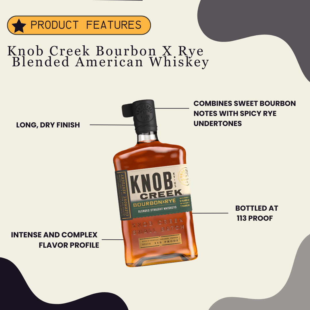 Knob Creek Bourbon X Rye Blended American Whiskey 113 proof 750ml - Preet's Barrel