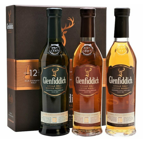 Glenfiddich Trio Gift Pack 12 Year, 15 Year, and 18 Year Old Whiskies 200ml