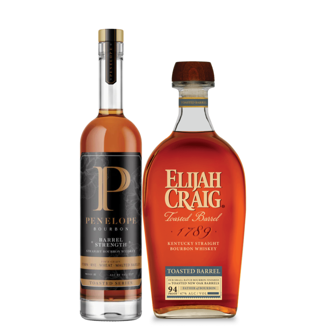 Penelope Bourbon Toasted Series and Elijah Craig Toasted Barrel Bundle Duo