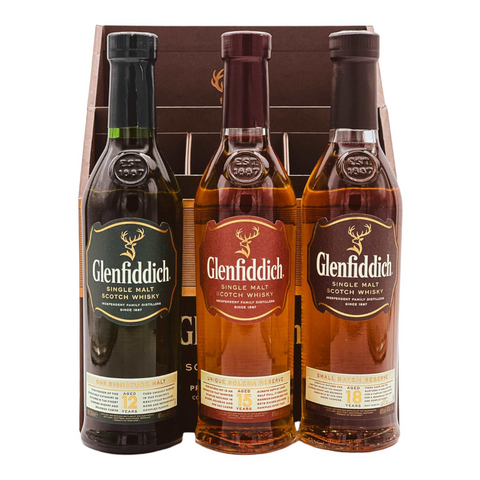 Glenfiddich Trio Gift Pack 12 Year, 15 Year, and 18 Year Old Whiskies 200ml