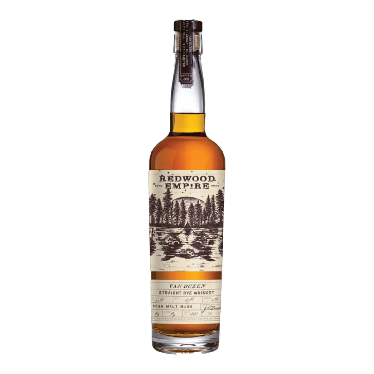 Redwood Empire Van Duzen Straight Rye Whiskey 750ml