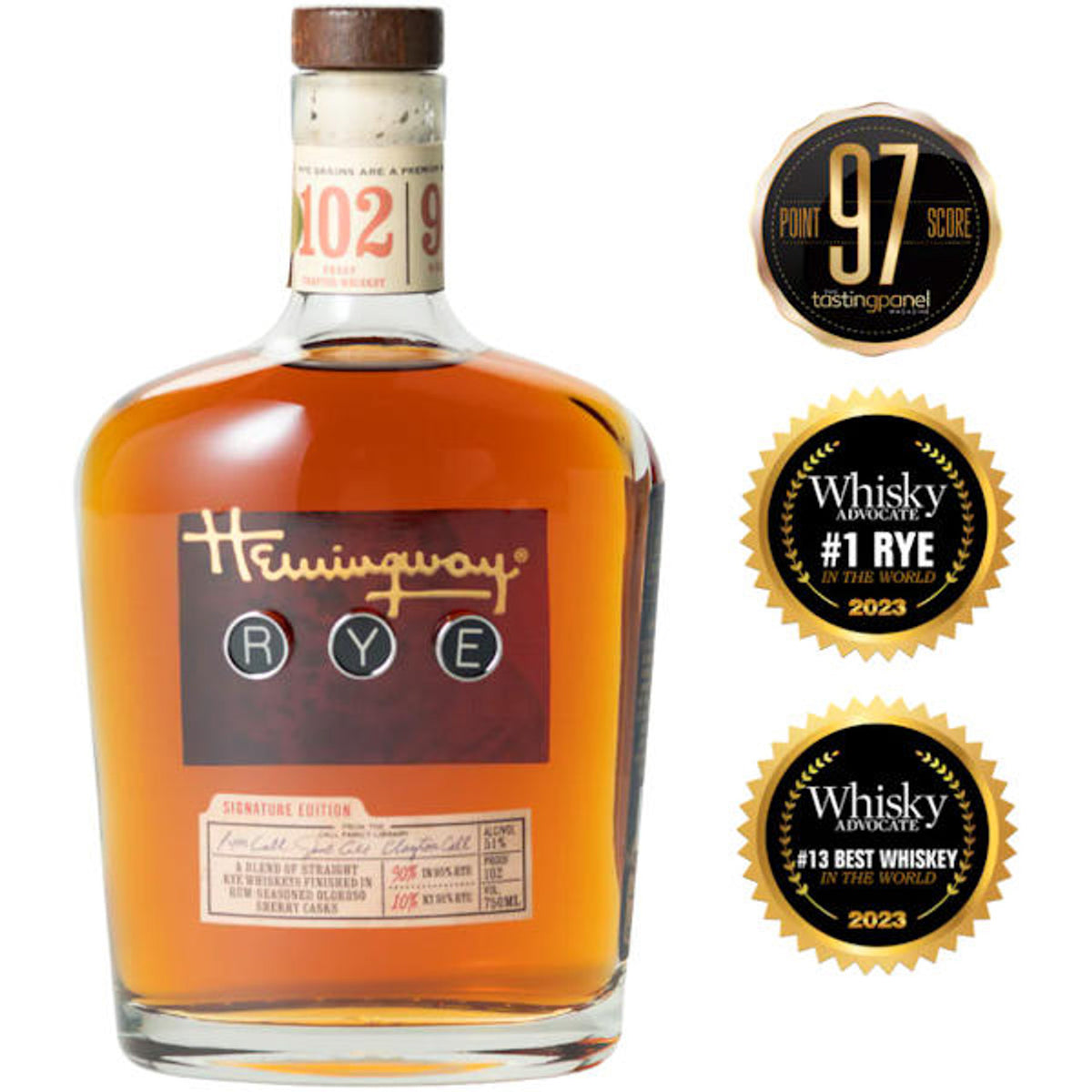 Hemingway "Signature Edition" Straight Rye Whiskey 750ml